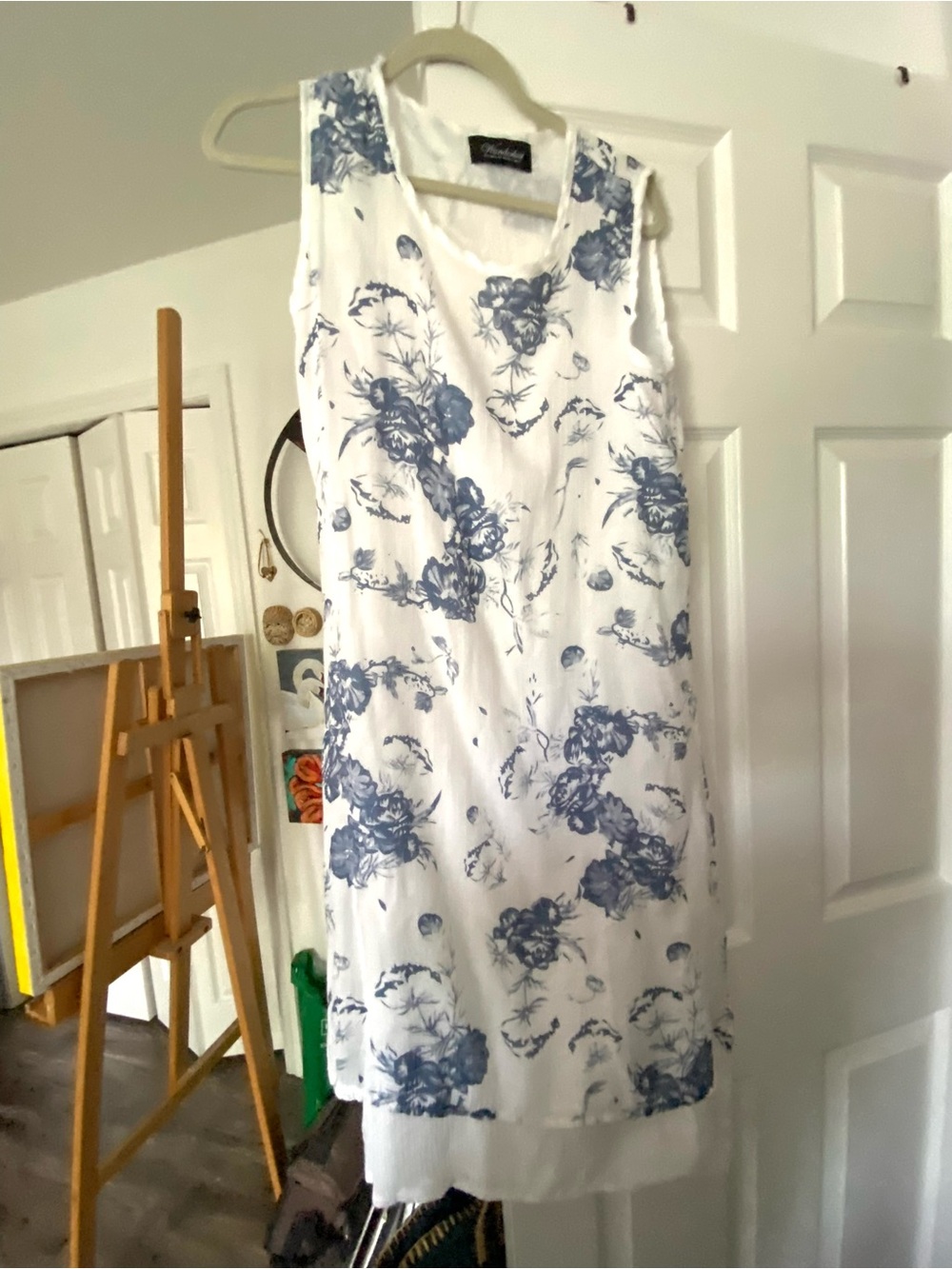 Classic Sleeveless Floral Dress by Wanderlust Birdie’s Nest White & Blue